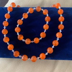 Gorgeous Amber/Crystal Necklace/Bracelet set